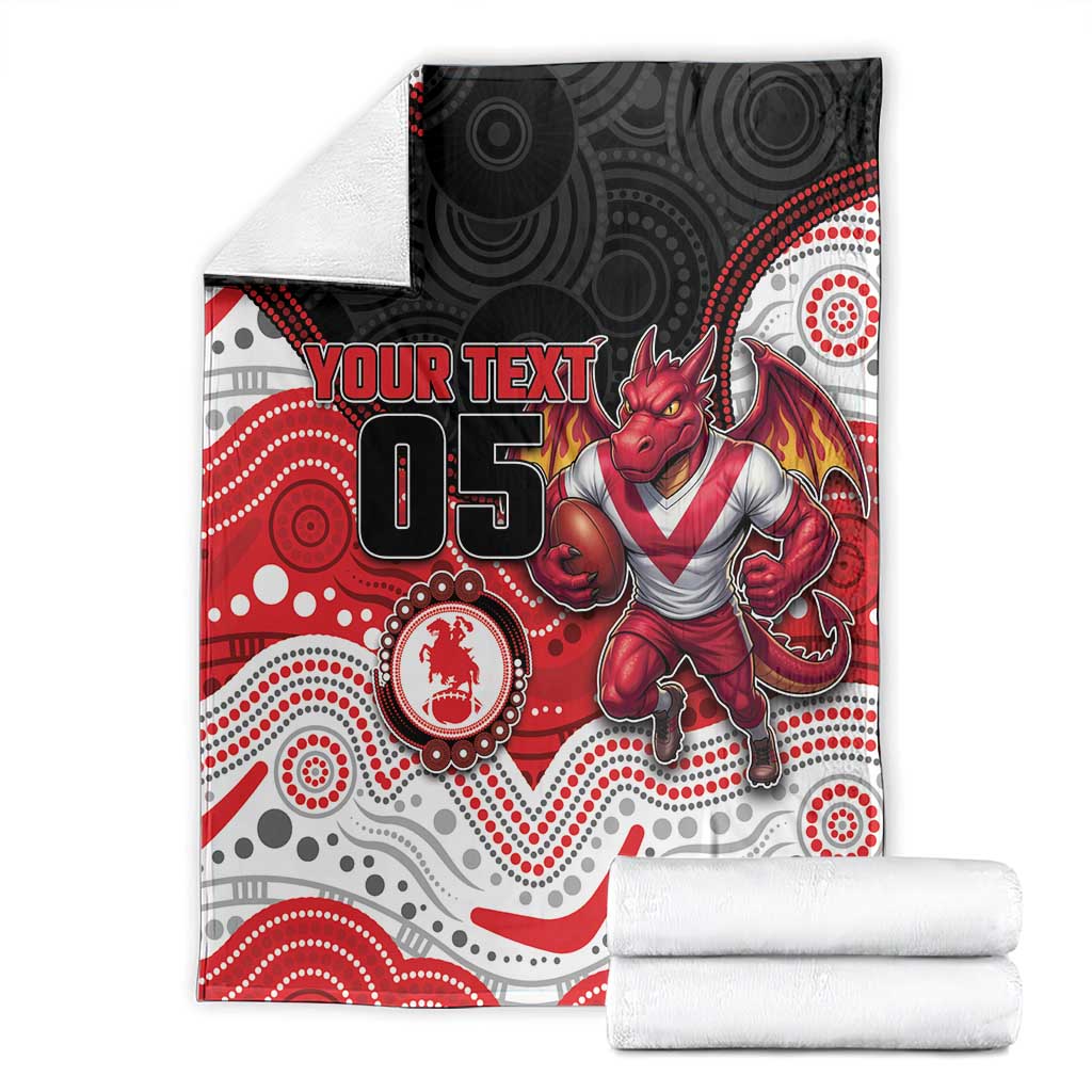 Custom Dragons Blanket Warrior Mascot With Aboriginal Indigenous