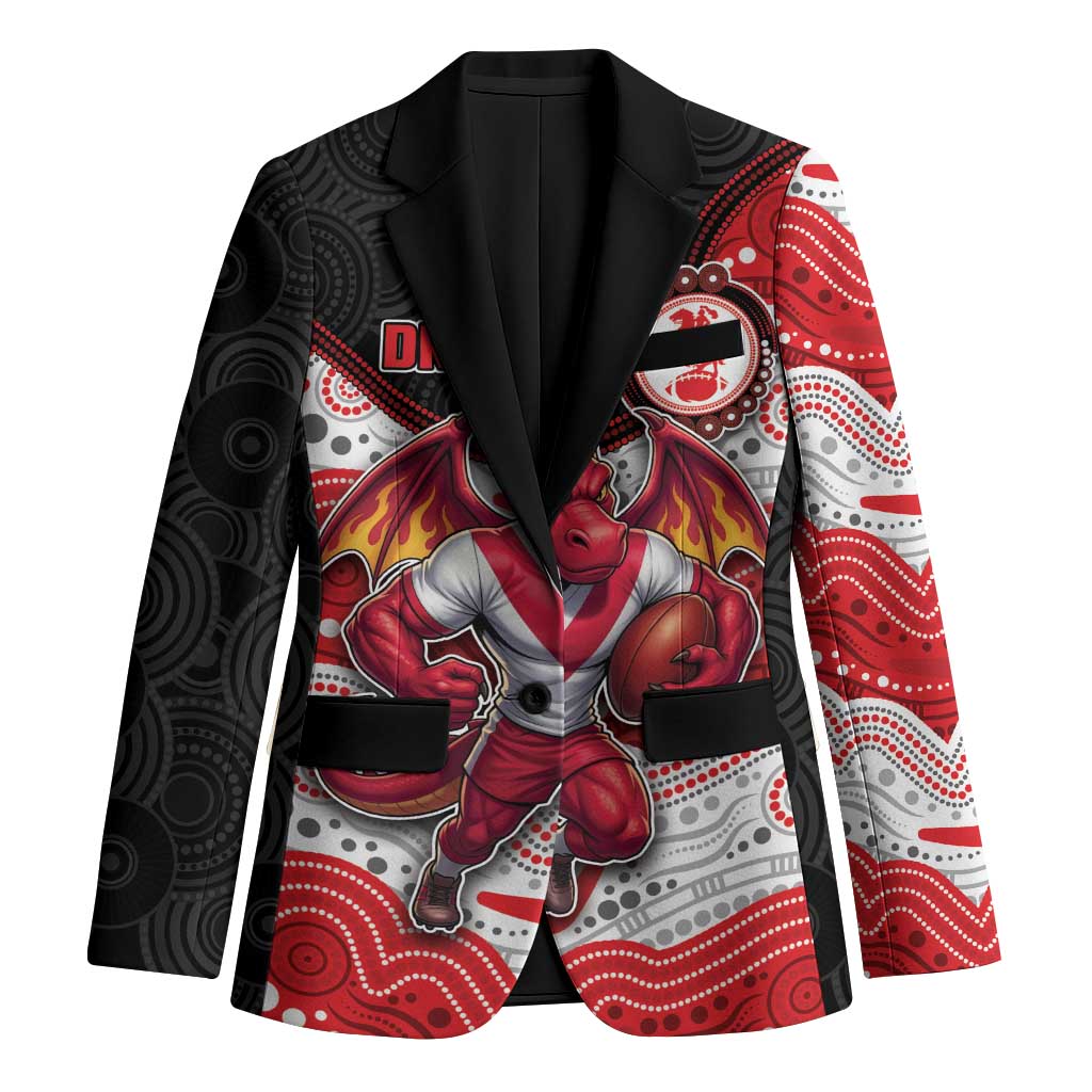 Custom Dragons Blazer Warrior Mascot With Aboriginal Indigenous