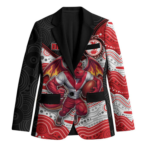 Custom Dragons Blazer Warrior Mascot With Aboriginal Indigenous
