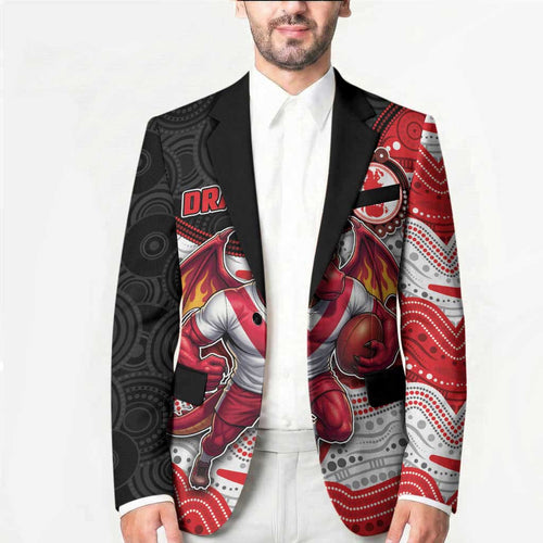 Custom Dragons Blazer Warrior Mascot With Aboriginal Indigenous