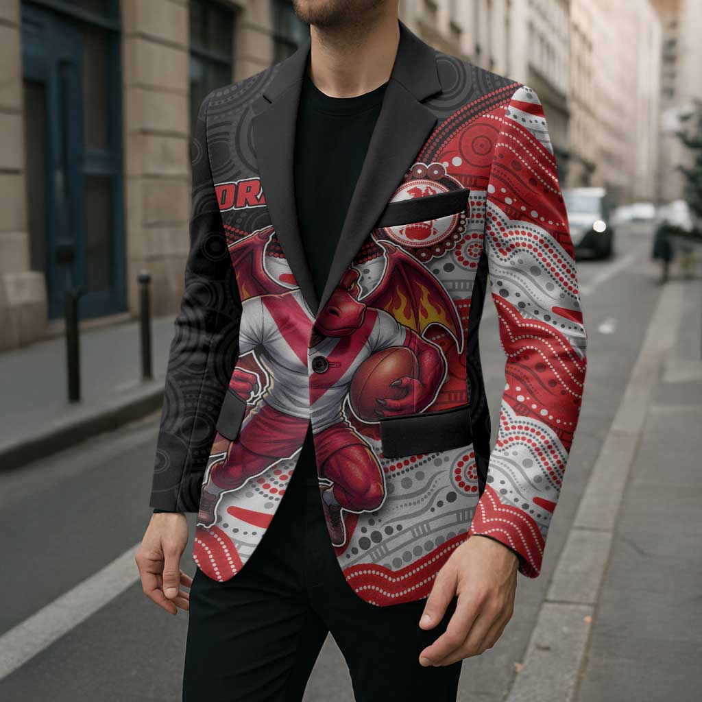 Custom Dragons Blazer Warrior Mascot With Aboriginal Indigenous