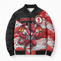 Custom Dragons Bomber Puffer Jacket Warrior Mascot With Aboriginal Indigenous