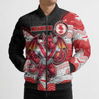 Custom Dragons Bomber Puffer Jacket Warrior Mascot With Aboriginal Indigenous