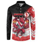 Custom Dragons Button Sweatshirt Warrior Mascot With Aboriginal Indigenous