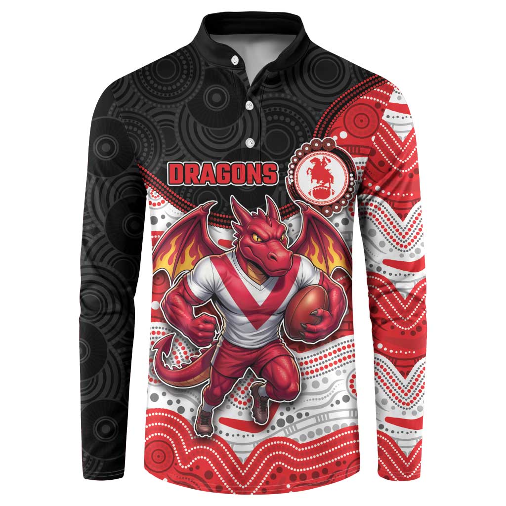 Custom Dragons Button Sweatshirt Warrior Mascot With Aboriginal Indigenous