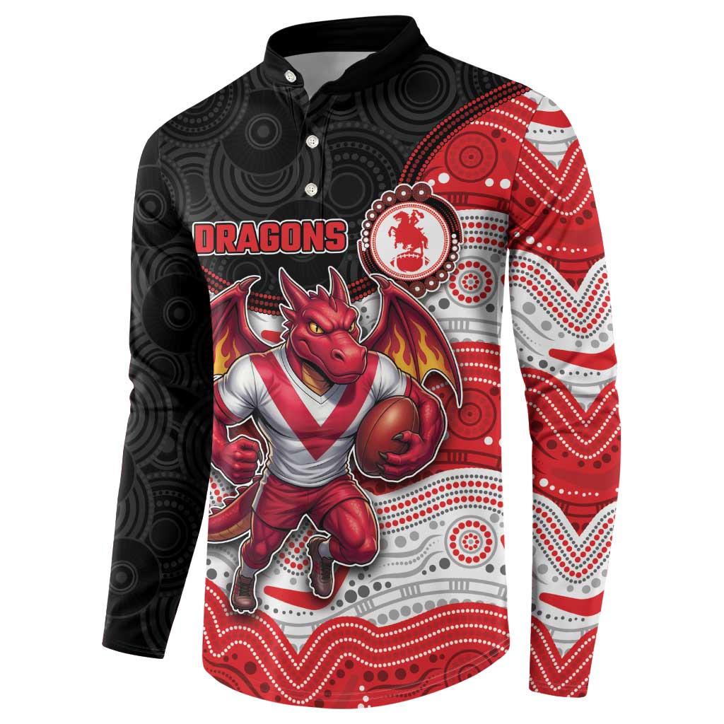 Custom Dragons Button Sweatshirt Warrior Mascot With Aboriginal Indigenous