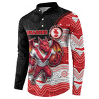 Custom Dragons Button Sweatshirt Warrior Mascot With Aboriginal Indigenous