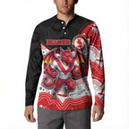 Custom Dragons Button Sweatshirt Warrior Mascot With Aboriginal Indigenous