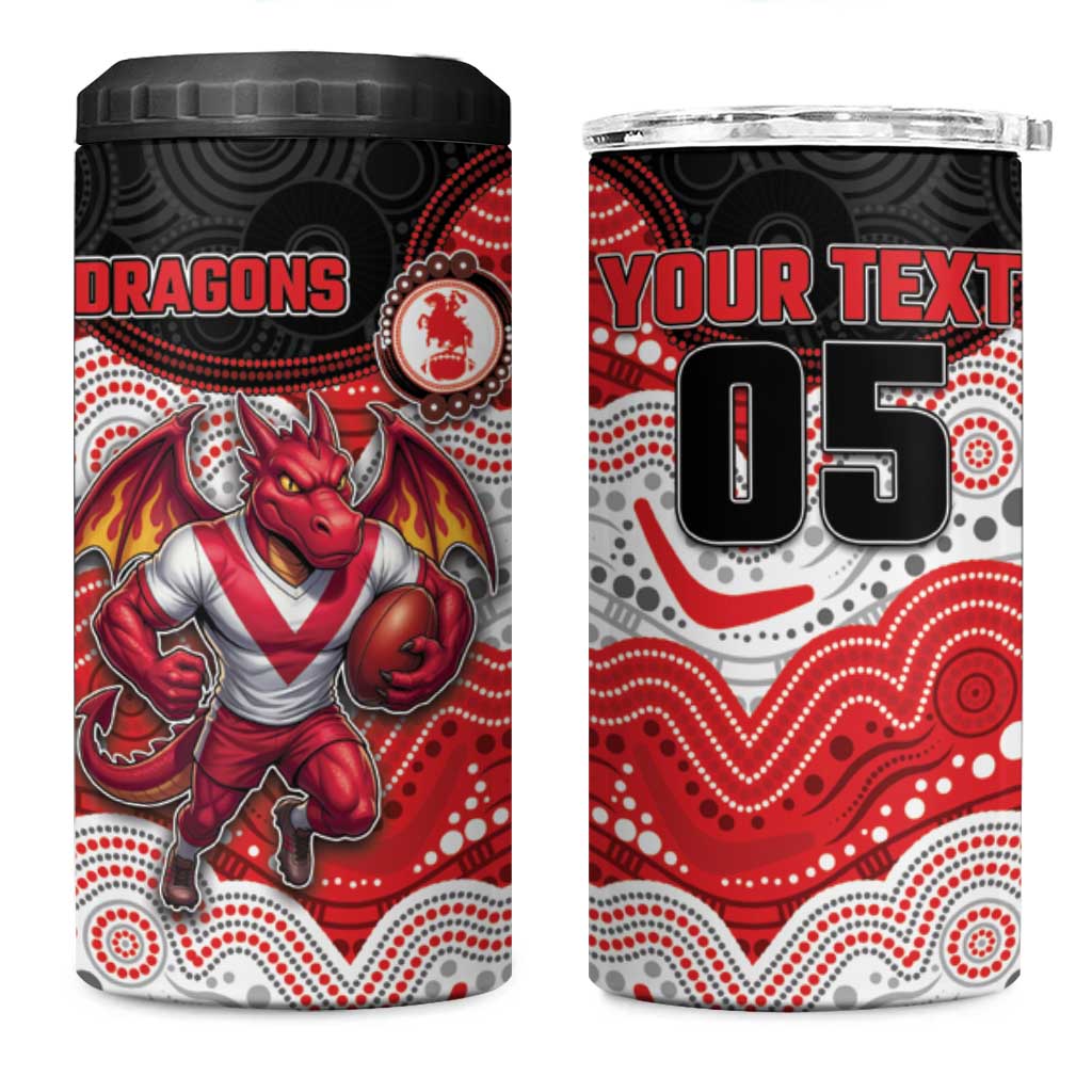 Custom Dragons 4 in 1 Can Cooler Tumbler Warrior Mascot With Aboriginal Indigenous