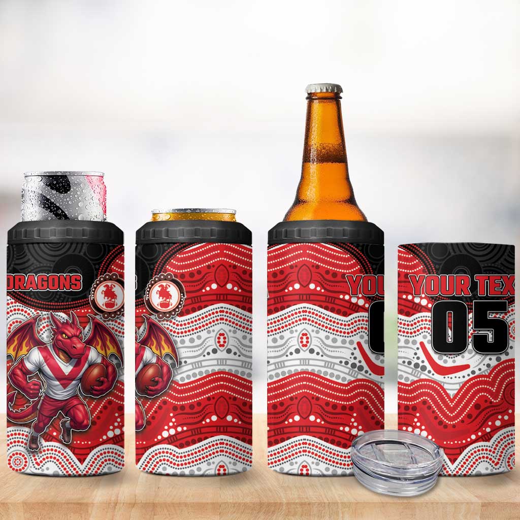 Custom Dragons 4 in 1 Can Cooler Tumbler Warrior Mascot With Aboriginal Indigenous