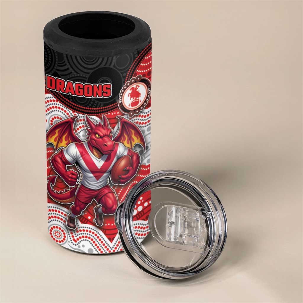 Custom Dragons 4 in 1 Can Cooler Tumbler Warrior Mascot With Aboriginal Indigenous