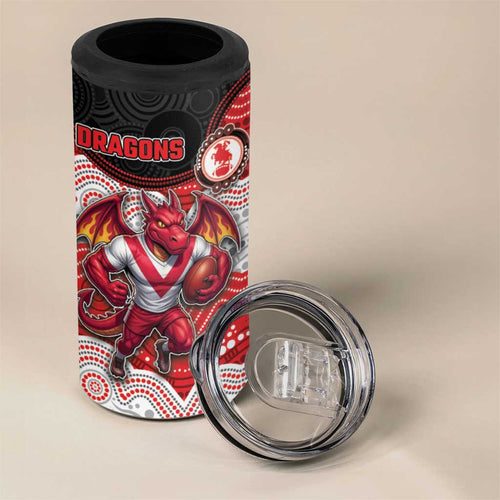 Custom Dragons 4 in 1 Can Cooler Tumbler Warrior Mascot With Aboriginal Indigenous