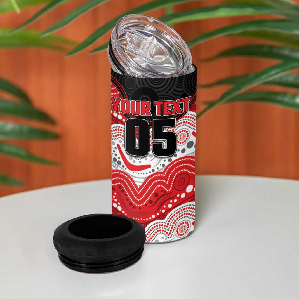 Custom Dragons 4 in 1 Can Cooler Tumbler Warrior Mascot With Aboriginal Indigenous