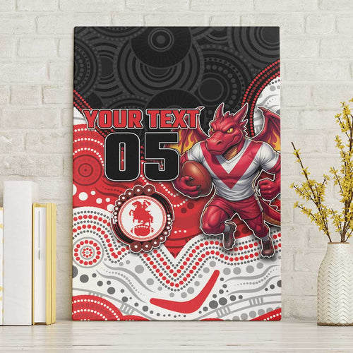 Custom Dragons Canvas Wall Art Warrior Mascot With Aboriginal Indigenous