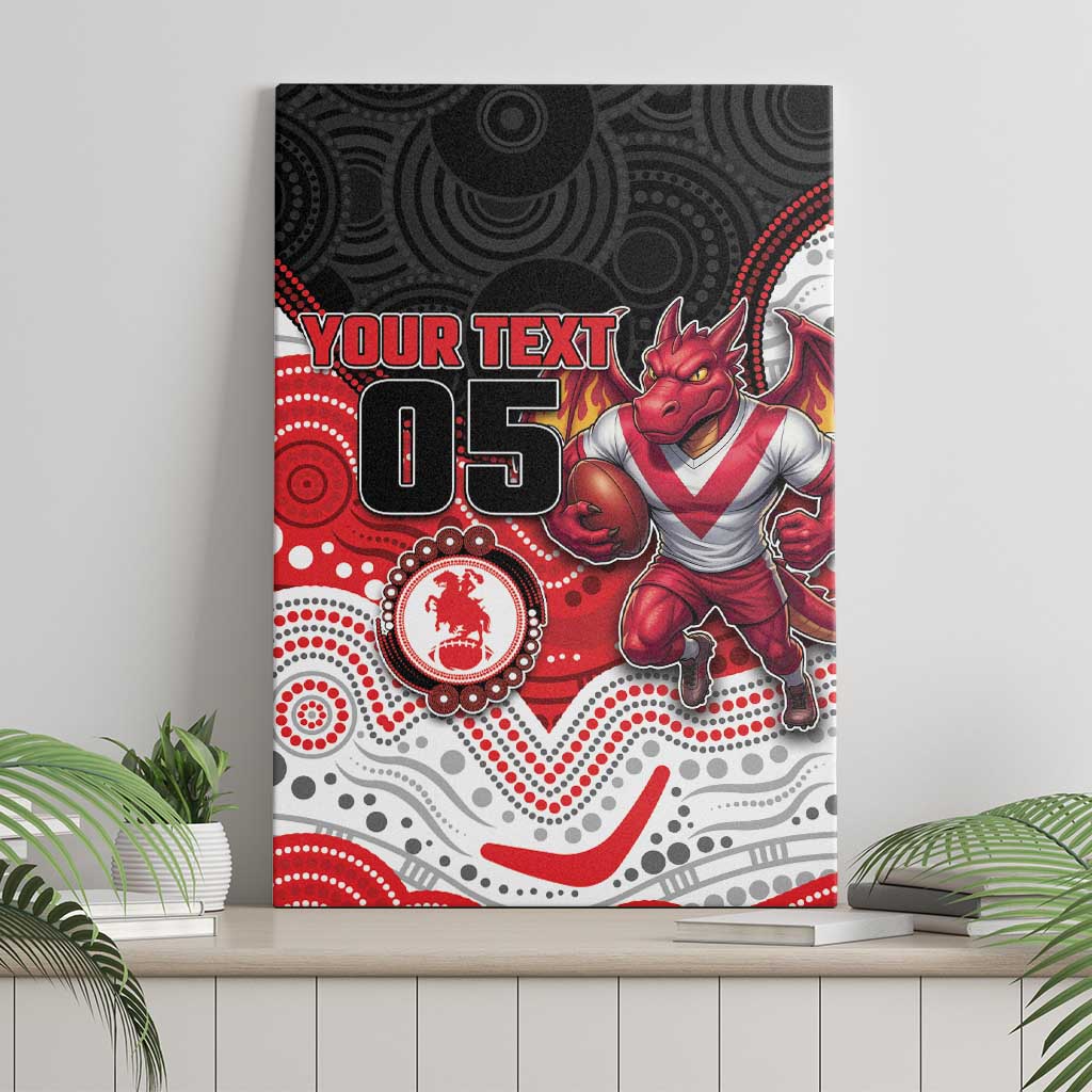 Custom Dragons Canvas Wall Art Warrior Mascot With Aboriginal Indigenous