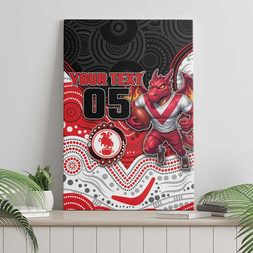 Custom Dragons Canvas Wall Art Warrior Mascot With Aboriginal Indigenous