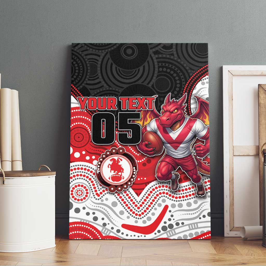 Custom Dragons Canvas Wall Art Warrior Mascot With Aboriginal Indigenous