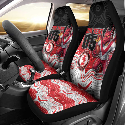 Custom Dragons Car Seat Cover Warrior Mascot With Aboriginal Indigenous