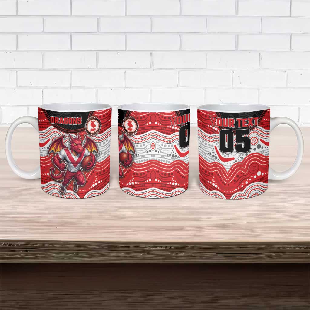 Custom Dragons Ceramic Mug Warrior Mascot With Aboriginal Indigenous
