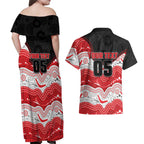 Custom Dragons Couples Matching Off Shoulder Maxi Dress and Hawaiian Shirt Warrior Mascot With Aboriginal Indigenous