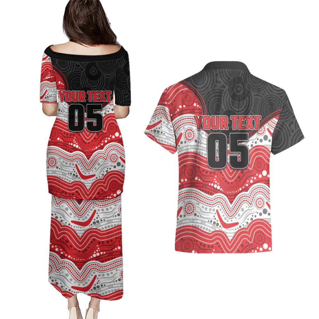 Custom Dragons Couples Matching Puletasi and Hawaiian Shirt Warrior Mascot With Aboriginal Indigenous