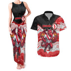 Custom Dragons Couples Matching Tank Maxi Dress and Hawaiian Shirt Warrior Mascot With Aboriginal Indigenous