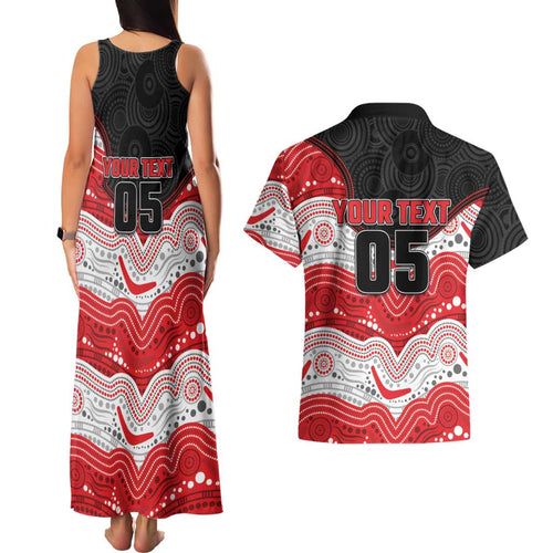 Custom Dragons Couples Matching Tank Maxi Dress and Hawaiian Shirt Warrior Mascot With Aboriginal Indigenous