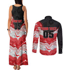 Custom Dragons Couples Matching Tank Maxi Dress and Long Sleeve Button Shirt Warrior Mascot With Aboriginal Indigenous