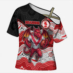 Custom Dragons Cross Shoulder Shirt Warrior Mascot With Aboriginal Indigenous