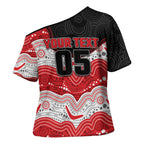 Custom Dragons Cross Shoulder Shirt Warrior Mascot With Aboriginal Indigenous
