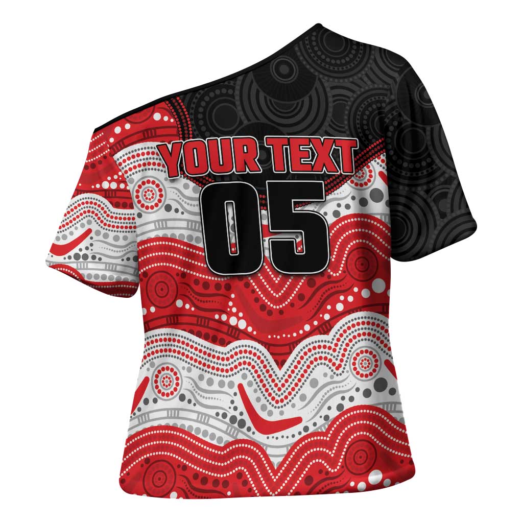 Custom Dragons Cross Shoulder Shirt Warrior Mascot With Aboriginal Indigenous