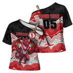 Custom Dragons Cross Shoulder Shirt Warrior Mascot With Aboriginal Indigenous