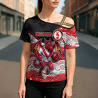 Custom Dragons Cross Shoulder Shirt Warrior Mascot With Aboriginal Indigenous
