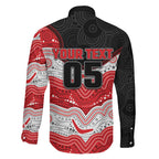 Custom Dragons Family Matching Long Sleeve Bodycon Dress and Hawaiian Shirt Warrior Mascot With Aboriginal Indigenous
