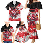 Custom Dragons Family Matching Mermaid Dress and Hawaiian Shirt Warrior Mascot With Aboriginal Indigenous