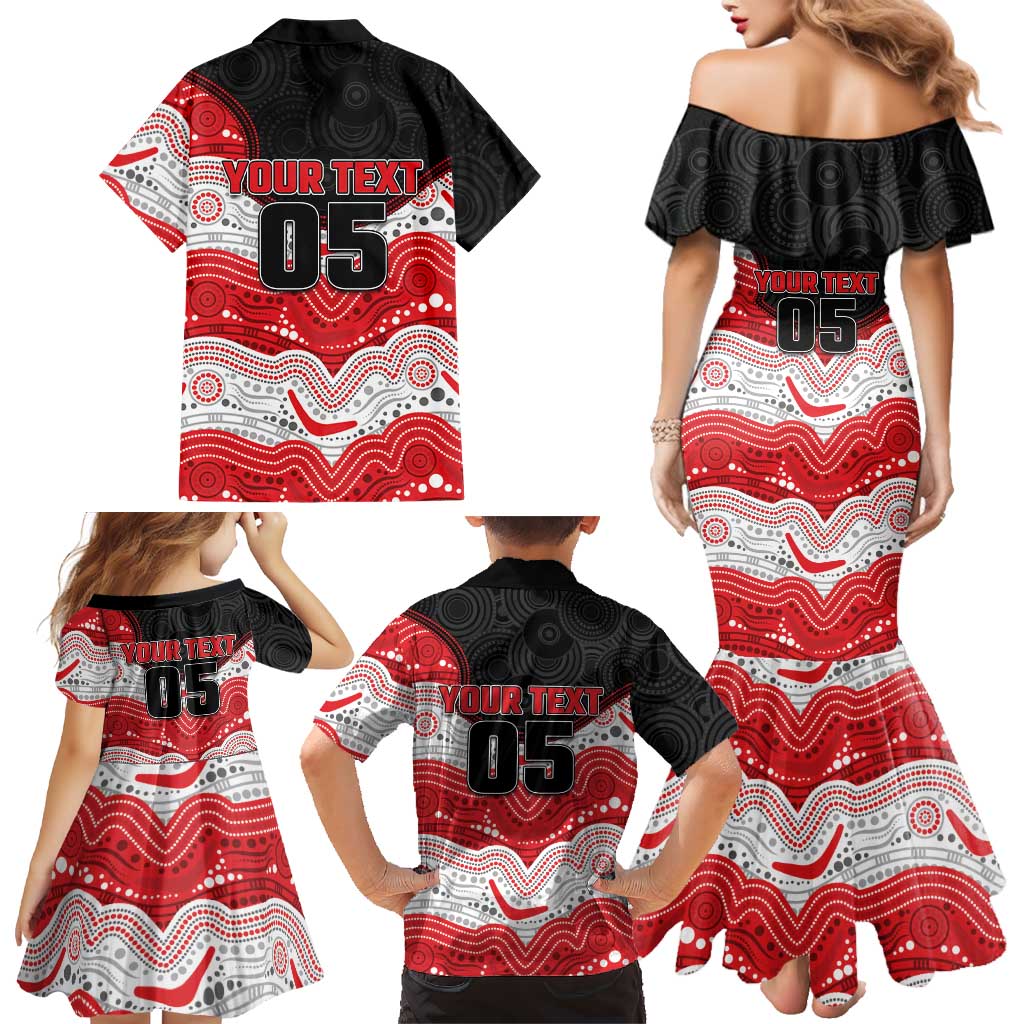 Custom Dragons Family Matching Mermaid Dress and Hawaiian Shirt Warrior Mascot With Aboriginal Indigenous