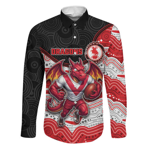 Custom Dragons Family Matching Mermaid Dress and Hawaiian Shirt Warrior Mascot With Aboriginal Indigenous