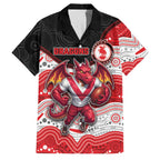 Custom Dragons Family Matching Off Shoulder Maxi Dress and Hawaiian Shirt Warrior Mascot With Aboriginal Indigenous