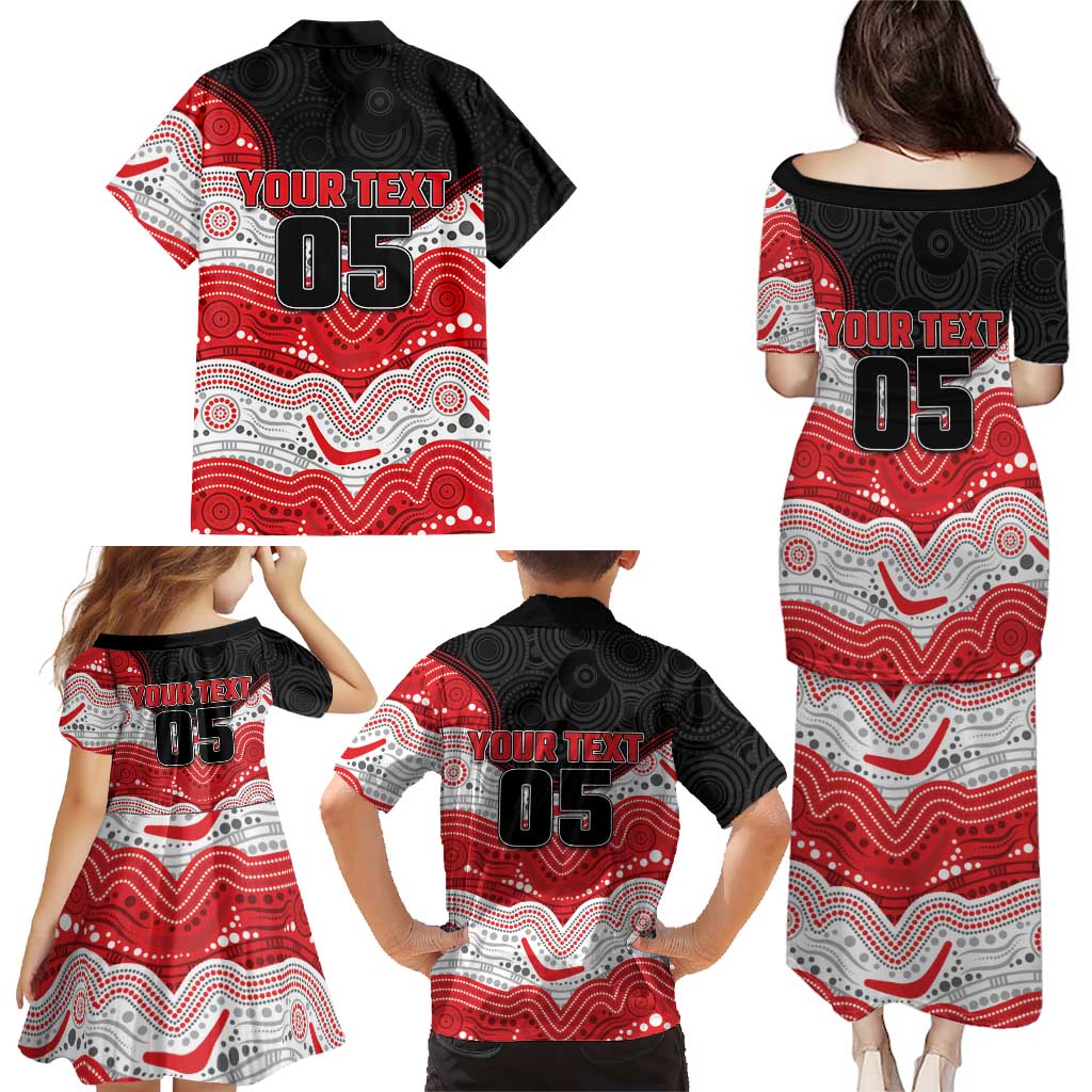 Custom Dragons Family Matching Puletasi and Hawaiian Shirt Warrior Mascot With Aboriginal Indigenous