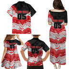 Custom Dragons Family Matching Puletasi and Hawaiian Shirt Warrior Mascot With Aboriginal Indigenous