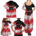 Custom Dragons Family Matching Summer Maxi Dress and Hawaiian Shirt Warrior Mascot With Aboriginal Indigenous