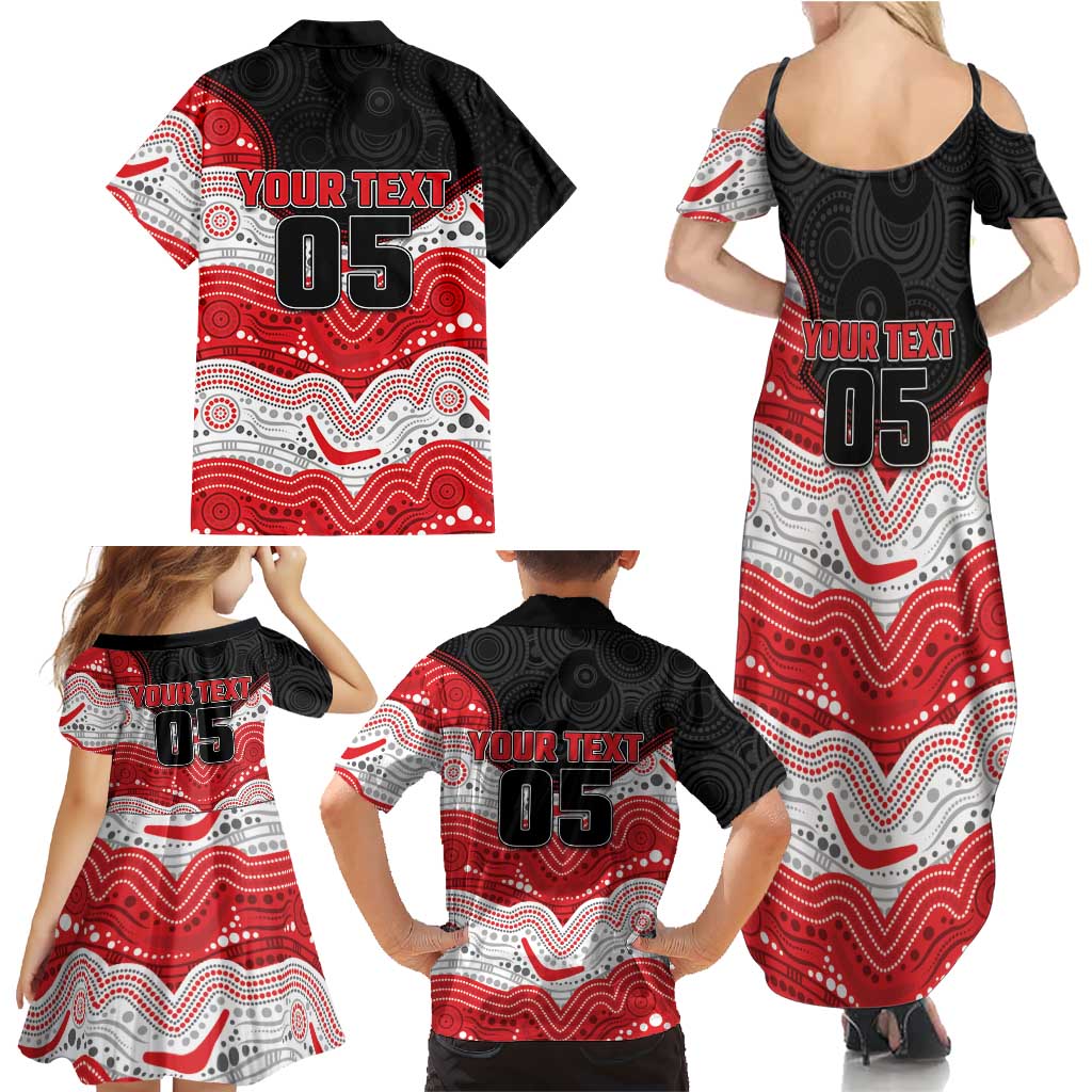 Custom Dragons Family Matching Summer Maxi Dress and Hawaiian Shirt Warrior Mascot With Aboriginal Indigenous