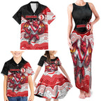 Custom Dragons Family Matching Tank Maxi Dress and Hawaiian Shirt Warrior Mascot With Aboriginal Indigenous
