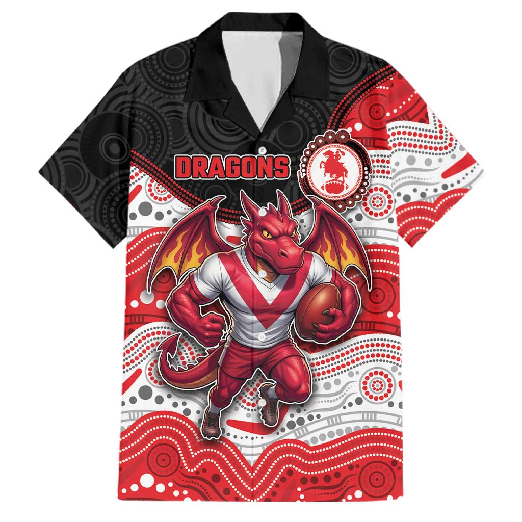 Custom Dragons Family Matching Tank Maxi Dress and Hawaiian Shirt Warrior Mascot With Aboriginal Indigenous