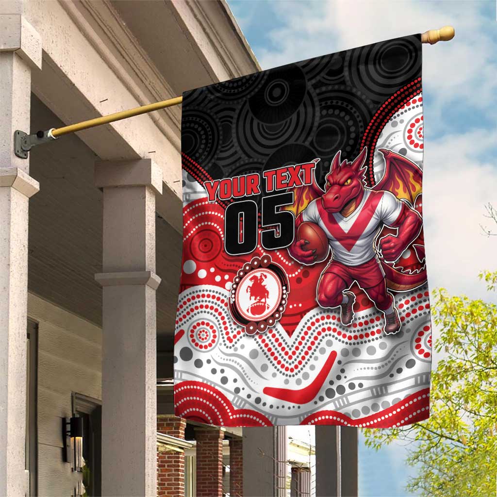 Custom Dragons Garden Flag Warrior Mascot With Aboriginal Indigenous