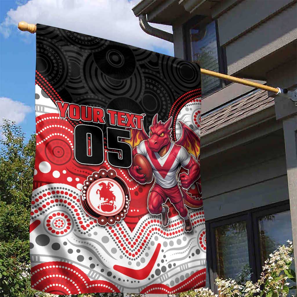 Custom Dragons Garden Flag Warrior Mascot With Aboriginal Indigenous