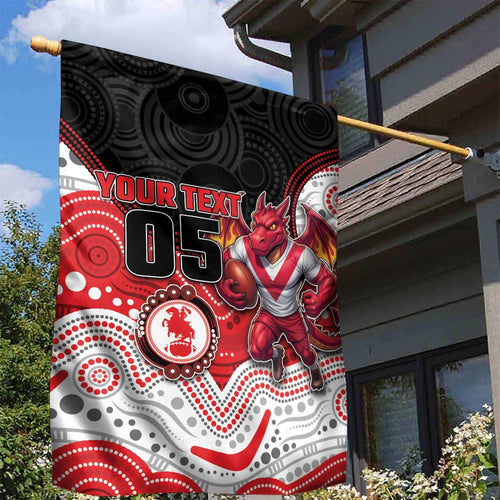Custom Dragons Garden Flag Warrior Mascot With Aboriginal Indigenous