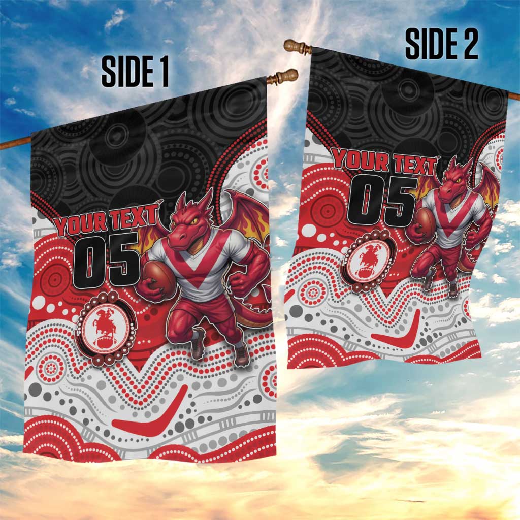 Custom Dragons Garden Flag Warrior Mascot With Aboriginal Indigenous