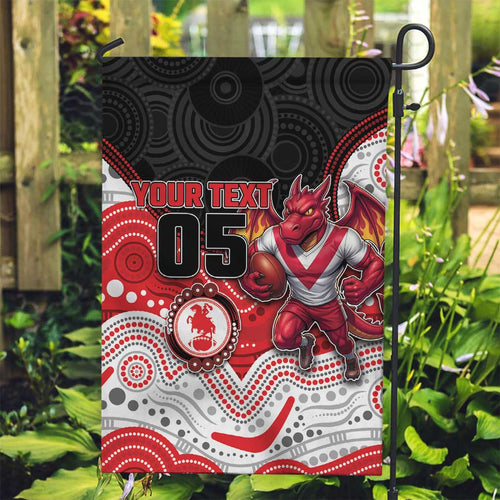 Custom Dragons Garden Flag Warrior Mascot With Aboriginal Indigenous