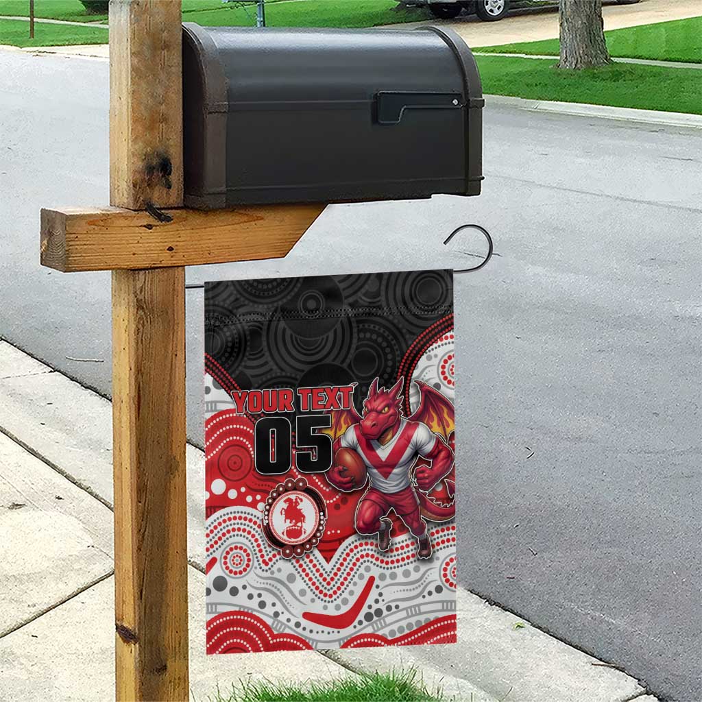 Custom Dragons Garden Flag Warrior Mascot With Aboriginal Indigenous